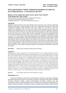 Pengaruh Media Sosial terhadap Kesehatan Mental Remaja